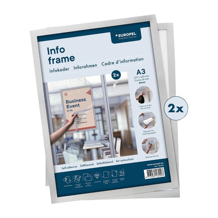 Self-Adhesive Info Frame Set 2 Pieces A3 Silver | Europel 7