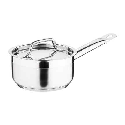 Stainless Steel Induction Saucepan 900ml 14cm with Lid | Nisbets Essentials