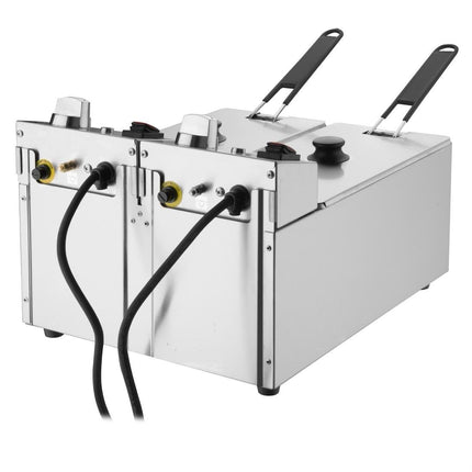 Compact Double Tank Electric Fryer with Dual Baskets | Buffalo | 2 x 3L Tanks | 2 x 2kW Elements 6