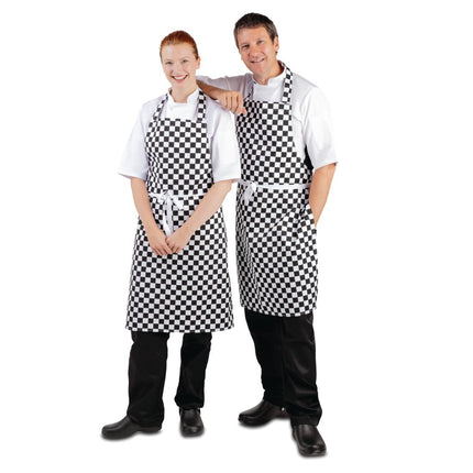Black and White Checkered Whites Polyester/Cotton Bib Apron 6