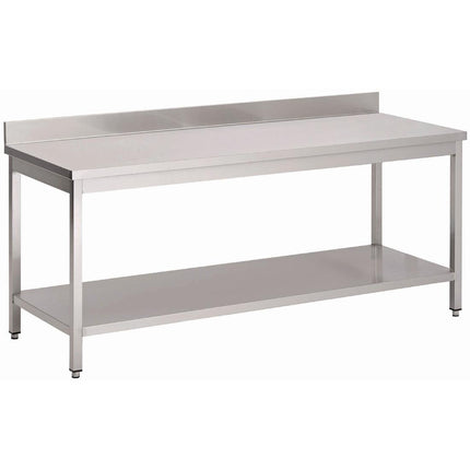 Stainless Steel Worktable with Undershelf and Backsplash 88x70x60cm | Gastro M