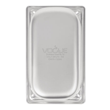 Stainless Steel GN 1/4 Container 100mm Depth | Vogue 6