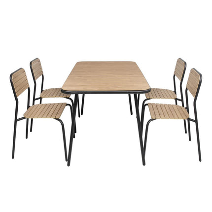 Stackable Garden Chairs with Wood Effect | Bolero Santorini Series | Set of 4 8