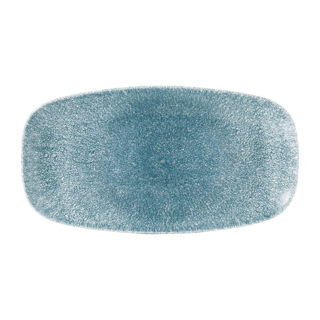 Porcelain Oval Chef's Plate 29.8 x 15.2cm | Churchill Raku Topaz Blue Evolve | Pack of 12