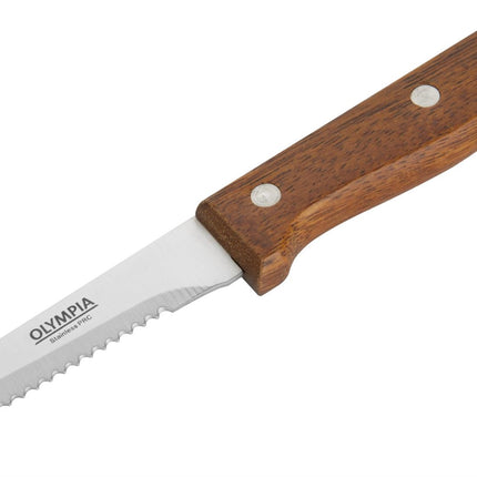 Steak Knives 21.5cm with Wooden or Black Plastic Handle | Olympia 5