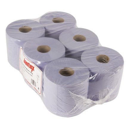 Blue Centrefeed Paper Towel Rolls 1-Ply | Jantex | 6 Rolls 6