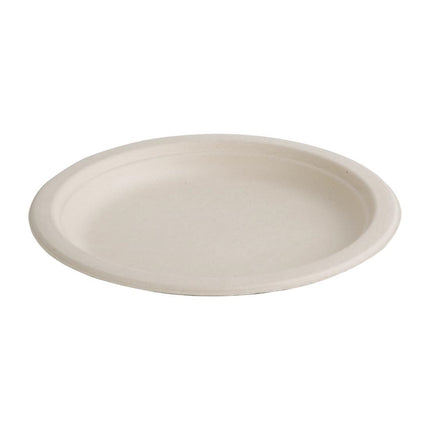Compostable Round Bagasse Plates 261mm Uncolored | Fiesta