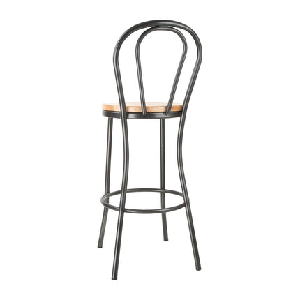 Bolero Clarisse High Stool | Metallic Grey Frame | Rustic Wooden Seat Cushion 3
