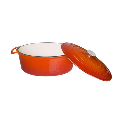 Oval Induction Cast Iron Casserole Orange 6L | Vogue 4