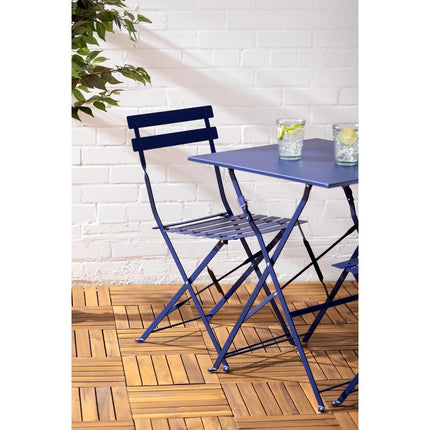 Bolero Perth Dark Navy Folding Square Pavement Table | Powder-Coated Steel 8