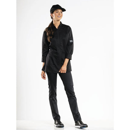 Long Sleeve Women's Chef Jacket with Zipper | Chaud Devant Monza | Black | XXXL | Straight Fit 6