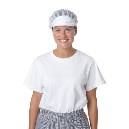 White Nylon Hairnet with Visor | Whites | Universal Size 2
