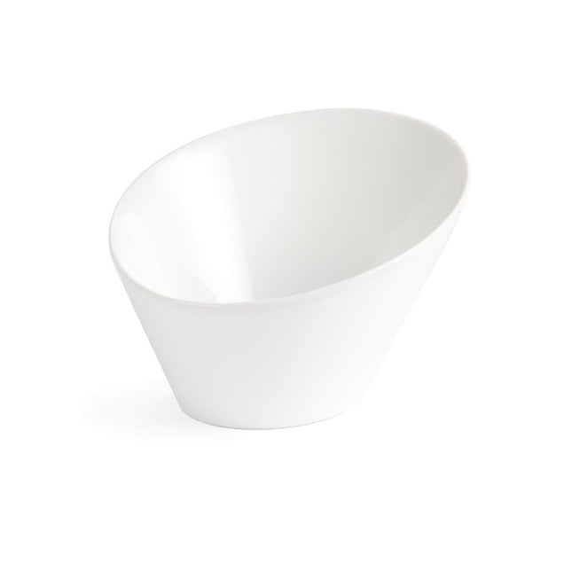 Oval Sloped Bowls 13.3x15.4cm White Porcelain (4 Pieces) | Olympia Whiteware