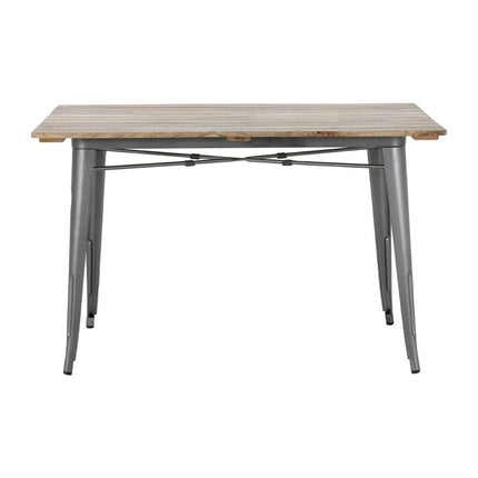 Bolero Bistro Dining Table with Mango Wood Slatted Top and Dark Grey Legs 1200mm 2