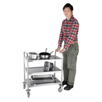 Stainless Steel 3-Tier Serving Trolley Small 82.5(h) x 71(b) cm | Vogue 3