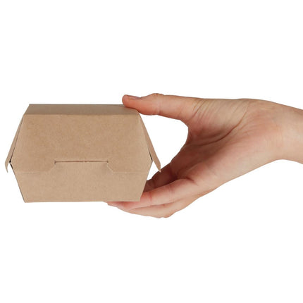 Compostable Kraft Hamburger Boxes Standard 10.8cm | Colpac | Recycled Cardboard | Pack of 250 2
