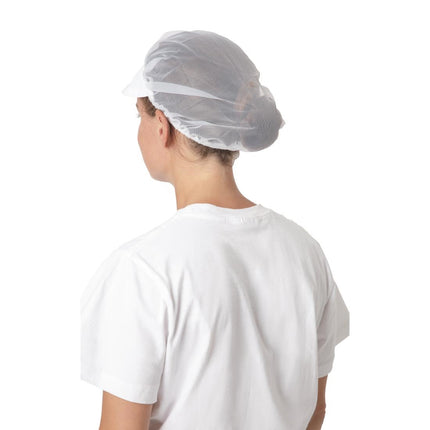 White Nylon Hairnet with Visor | Whites | Universal Size 3