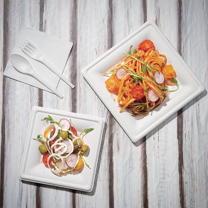 Compostable Bagasse Square Plates 159mm | Fiesta 6