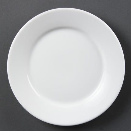 Dinner Plates with Wide Rim 23cm | Olympia Whiteware | Set of 12