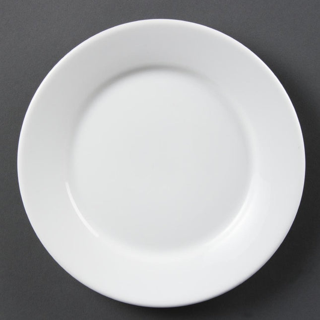 Dinner Plates with Wide Rim 23cm | Olympia Whiteware | Set of 12