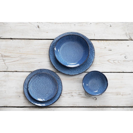 Porcelain Blue Coupe Plates with Denim Texture | Olympia | 285mm 6