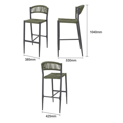 PE Woven Rattan Outdoor Bar Stools Green | Bolero Eden | 2 Pieces 5