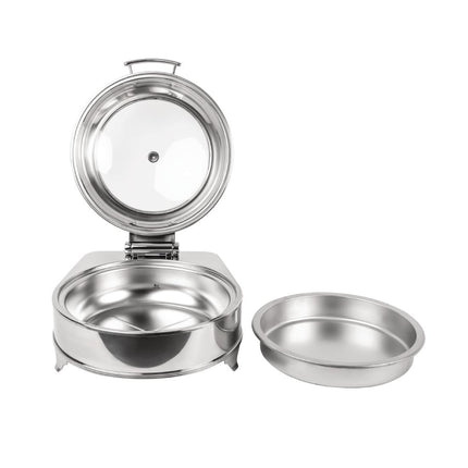 Round Electric Chafing Dish | Olympia | Stainless Steel with Glass Lid 3