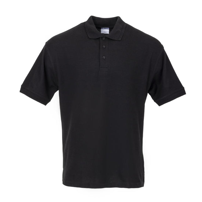 Unisex Black Polo Shirt L | Durable Polyester/Cotton Piqué