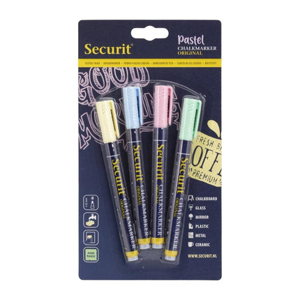 Liquid Pastel Chalk Marker Set 1-2mm Tip | Securit | Green, Blue, Yellow, Lilac