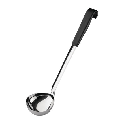 Black Handle Soup Ladle 340mm | Vogue Stainless Steel