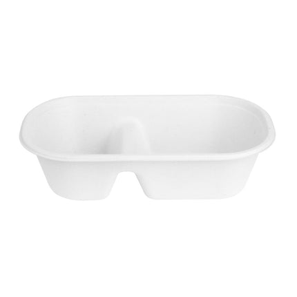 Compostable Bagasse Oval 2-Compartment Container 900ml | Fiesta 4