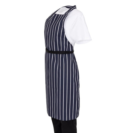 Striped Blue-White Polyester-Cotton Halter Apron | Whites 6