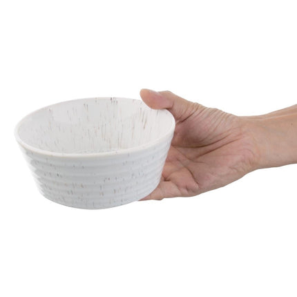 Flat Round Speckled White Porcelain Bowl 143mm | Olympia Cavolo 3
