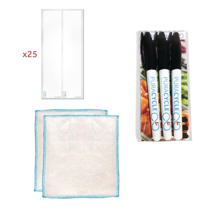 Puracycle Reusable Blank Bottle Labels with Non-Toxic Markers