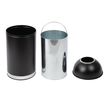 Black Steel Waste Bin with Open Lid | Bolero 6