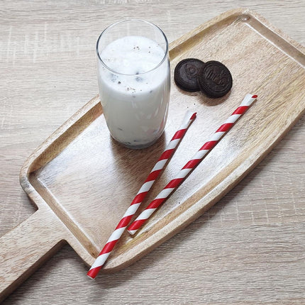 Compostable Paper Spoon Straws 8mm x 210mm | Fiesta Red & White Striped 4