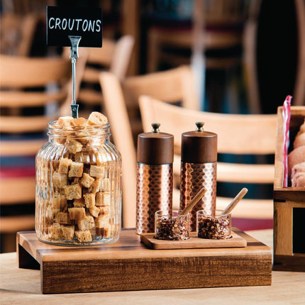 Salt and Pepper Set with Oak Holder and Glass Jars | Olympia 4