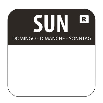 Removable Food Labels Sunday Black | Hygiplas | 1000 Pieces