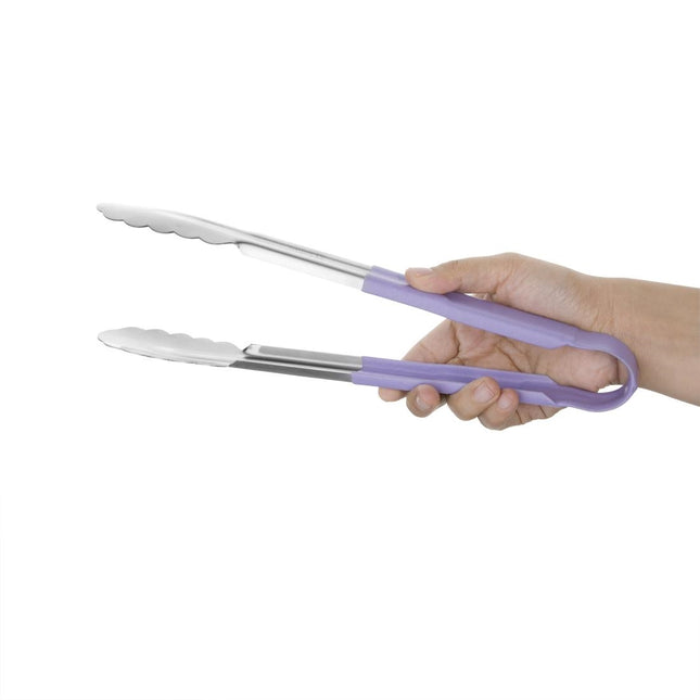 Purple Color-Coded Stainless Steel Serving Tongs 300mm | Hygiplas 2