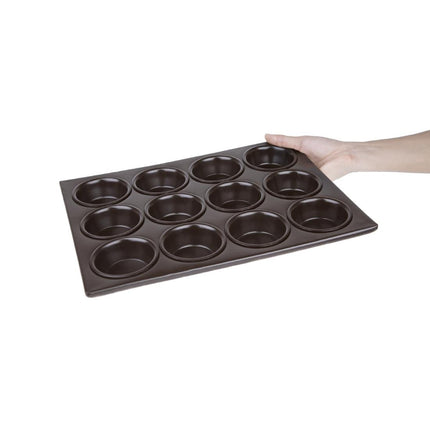Vogue Aluminum Non-Stick Muffin Pan 12-Cup | 28x36 cm 3