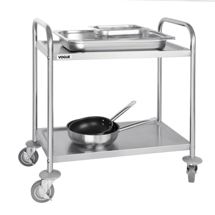 Stainless Steel 2-Tier Serving Trolley Small 82.5(h) x 71(b) cm | Vogue 3