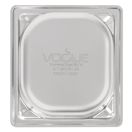 Stainless Steel GN 1/6 Container 65mm Depth | Vogue | 176x162mm 6