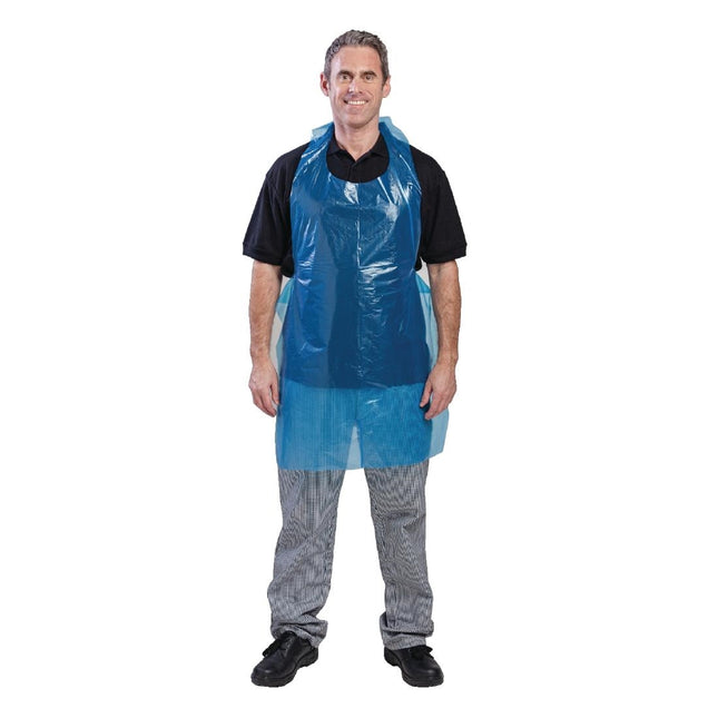 Disposable Blue Polyethylene Aprons 14.5 Micron Thickness
