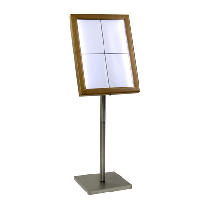 Teakwood A4 LED Menu Holder with Pole and Base | Securit | 4x A4