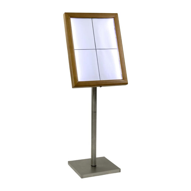 Teakwood A4 LED Menu Holder with Pole and Base | Securit | 4x A4
