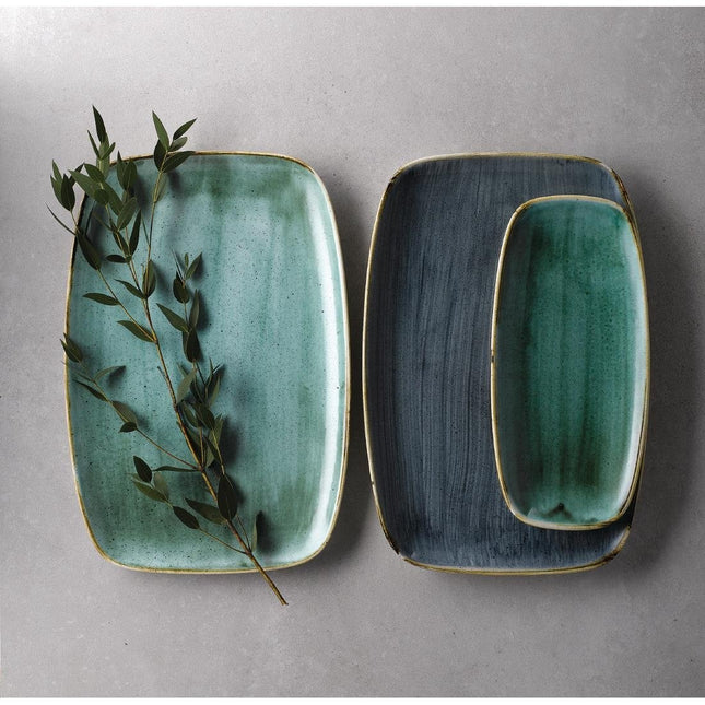 Stonecast Samphire Green Oval Chef's Plate 27 x 12.7cm | Churchill 2
