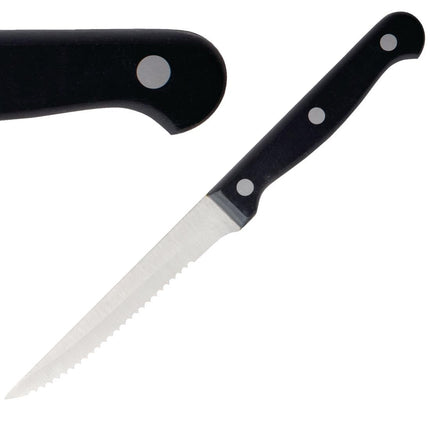 Steak Knives 21.5cm with Black Dishwasher-Safe Handle | Olympia