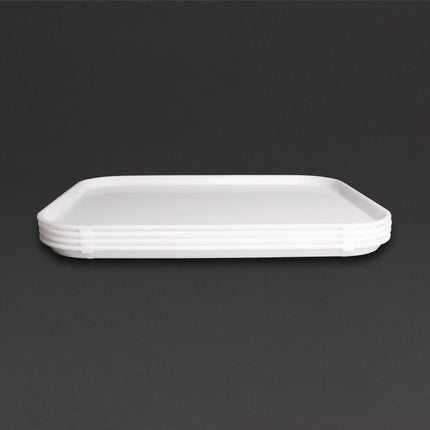 White Polypropylene Serving Tray 45x35cm with Anti-Slip Texture | Olympia Kristallon 4