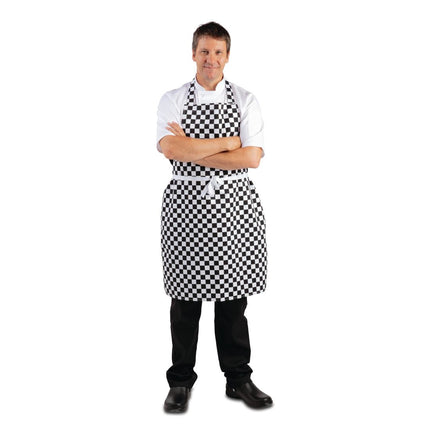 Black and White Checkered Whites Polyester/Cotton Bib Apron 3