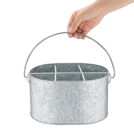 Galvanized Steel Table Caddy for Cutlery and Condiments | Olympia 3